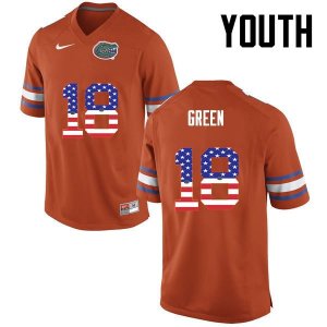 Youth Florida Gators #18 Daquon Green NCAA Nike Orange USA Flag Fashion Authentic Stitched College Football Jersey PDN0362IX